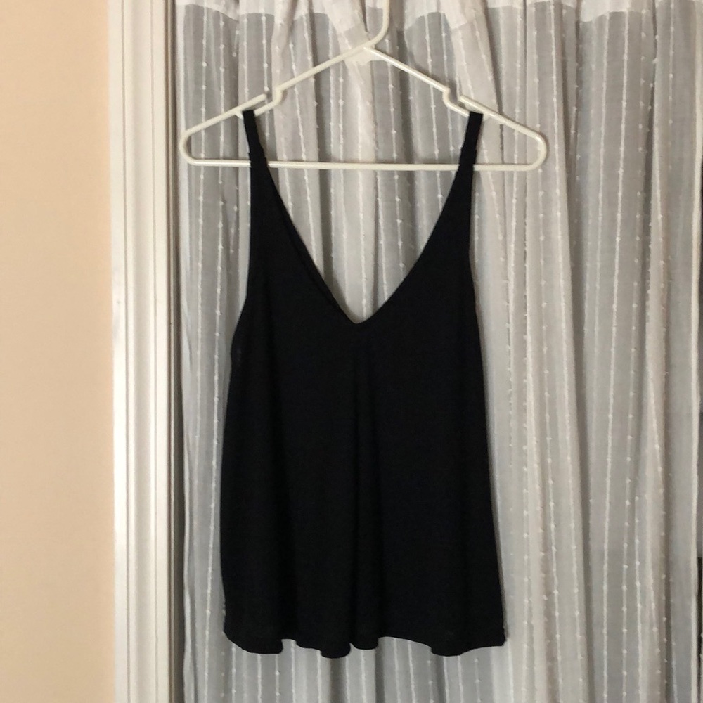 Free People black flowy ribbed stretch tank top